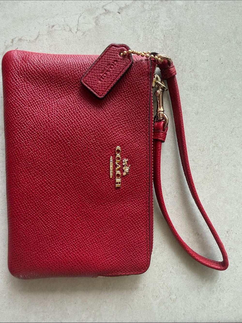 COACH Red Leather Wristlet Clutch